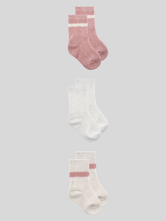 Organic Cotton Rose Baby 3 Pack Socks